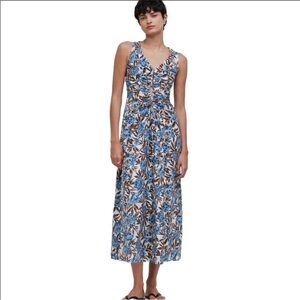 Madewell Blue and Brown Floral Maxi Dress Size 2